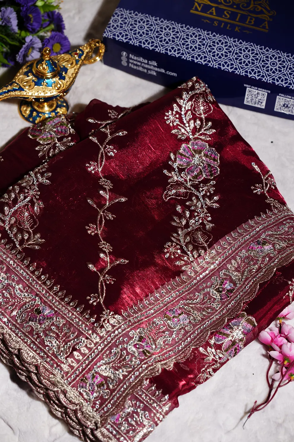 Maroon jemi Chu Georgette party Saree